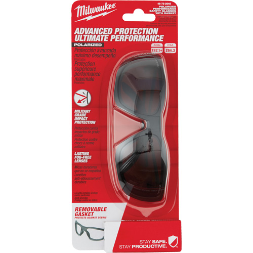 Lunettes de s&eacute;curit&eacute; performantes avec joint, Lentille Noir, Polaris&eacute;, R&eacute;pond ou surpasse la norme CSA Z94.3 Nia-Chem Ltd.