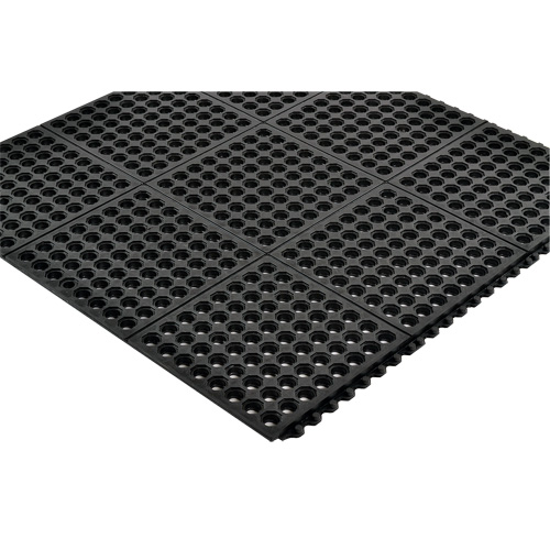 Tapis antifatigue &agrave; imbrication Cushion-Ease 550, &agrave; fentes, 3' x 3' x 3/4", Noir, Caoutchouc Nia-Chem Ltd.