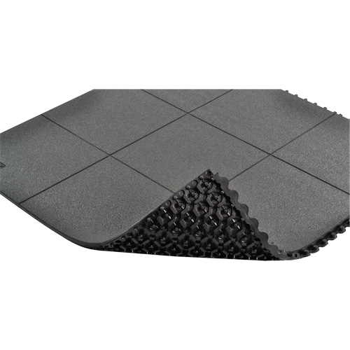 Tapis antifatigue &agrave; imbrication Cushion-Ease, Rugueux, 3' x 3' x 3/4", Noir, Caoutchouc naturel Nia-Chem Ltd.