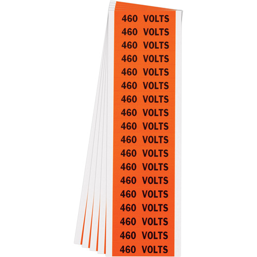 "460 Volts" Conduit & Voltage Labels, 1/2" x 2-1/4", Cloth/Vinyl, English Nia-Chem Ltd.