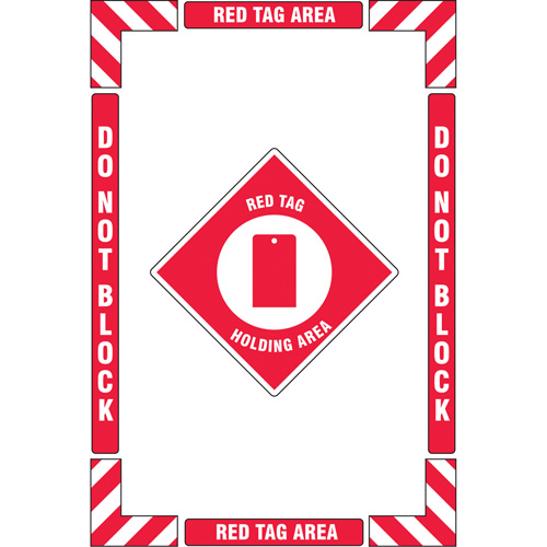 Trousse de marquage du sol ?Red Tag Holding Area? (zone de stockage des &eacute;tiquettes rouges), Adh&eacute;sif, Anglais avec pictogramme Nia-Chem Ltd.