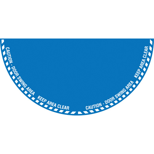 Signalisation au sol ?Caution? (attention) pour porte battante en demi-cercle, Adh&eacute;sif, Anglais avec pictogramme Nia-Chem Ltd.