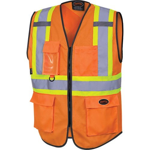 6958 Zipper Front Safety Vest, High Visibility Orange, Small, Polyester Nia-Chem Ltd.