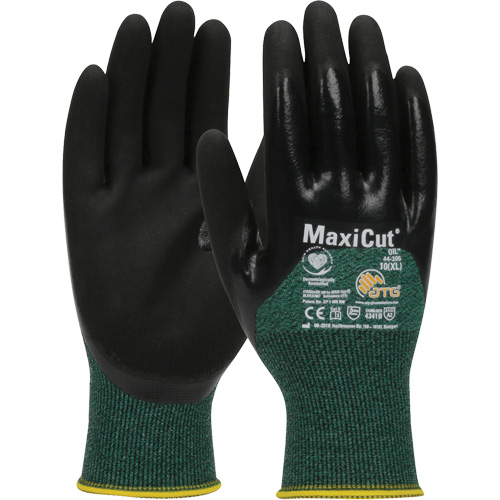 Gants r&eacute;sistants aux coupures dans un milieu de travail huileux ATG MaxiCut, Taille Grand, Calibre 15, Rev&ecirc;tement Nitrile, Enveloppe en Fil technique, ASTM ANSI niveau A2/EN 388 niveau 3/EN 388 niveau B Nia-Chem Ltd.
