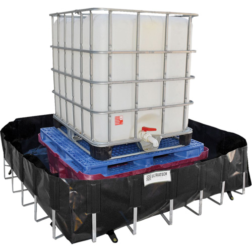 Ultra-IBC Berm&reg; Spill Berm, 400 US gal. Capacity, 6' W x 6' L x 18" H, L-Bracket Nia-Chem Ltd.