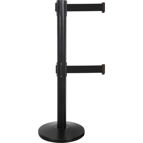 Barri&egrave;re pour le contr&ocirc;le des foules &agrave; courroie double, Acier, 35" h, Ruban Noir, Longueur du ruban 7' Nia-Chem Ltd.