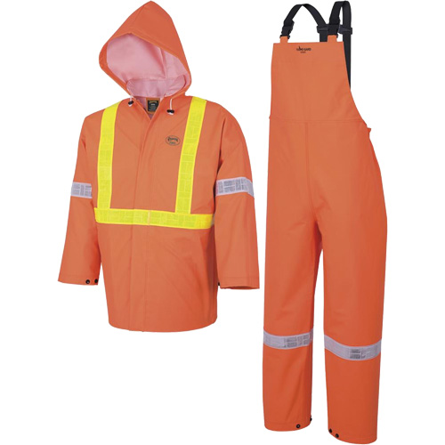 R85 Element FR FR 3-Piece Safety Rain Suit, PVC, Small, High-Visibility Orange Nia-Chem Ltd.