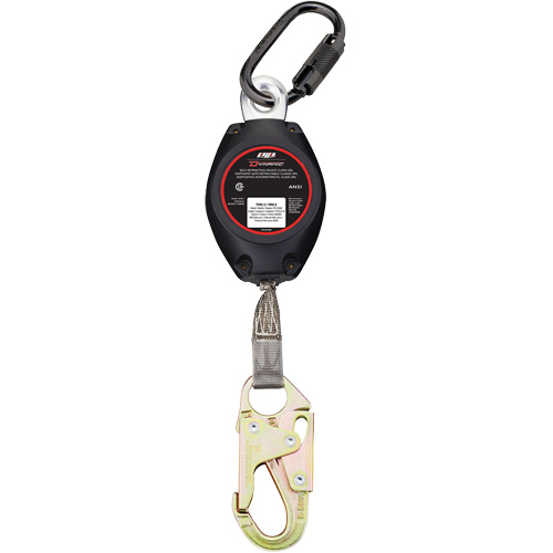 Cordage de s&eacute;curit&eacute; autor&eacute;tractable avec petit mousqueton Dynamic, 11', Polyester, Pivotant Nia-Chem Ltd.