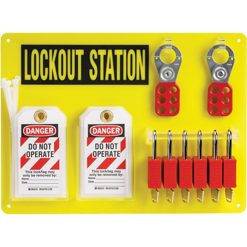 Lockout Board with Keyed Alike Nylon Safety Lockout Padlocks, Plastic Padlocks, 6 Padlock Capacity, Padlocks Included Nia-Chem Ltd.