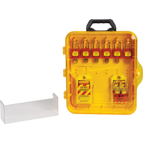 Station de cadenassage avec cadenas de s&eacute;curit&eacute; en nylon utilisant des cl&eacute;s identiques, Cadenas Plastique, Capacit&eacute; de 6, Cadenas Compris Nia-Chem Ltd.
