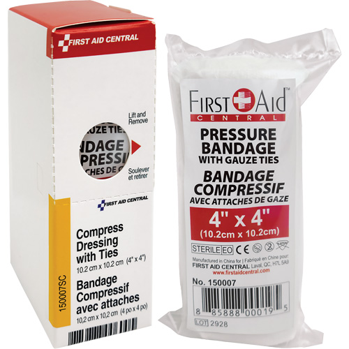 SmartCompliance&reg; Refill Compress Pressure Bandage with Ties, 4" L x 4" W Nia-Chem Ltd.