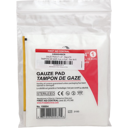 SmartCompliance&reg; Refill Gauze, Pad, 4" L x 4" W, Sterile, Medical Device Class 1 Nia-Chem Ltd.