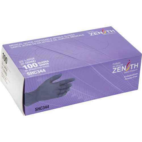 Medical Grade Disposable Gloves, 2X-Large, Nitrile, 6-mil, Powder-Free, Black, Class 2 Nia-Chem Ltd.