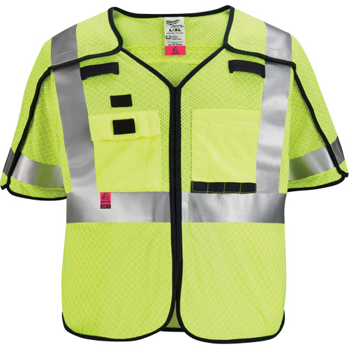 Gilet de s&eacute;curit&eacute; &agrave; maille d&eacute;tachable, Noir/Jaune lime haute visibilit&eacute;, Moyen/Petit Nia-Chem Ltd.