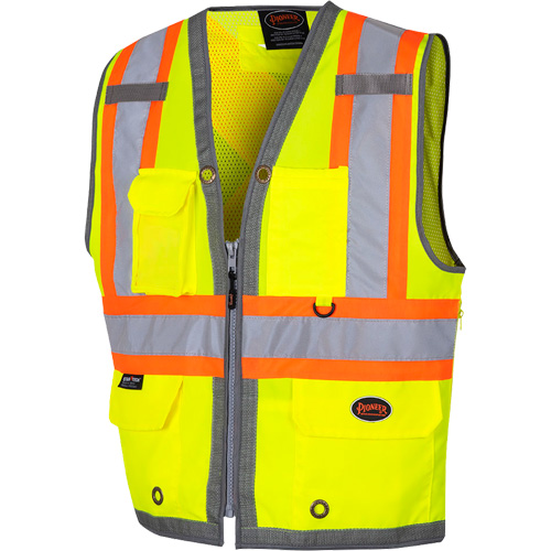 6673 Mesh-Back Zip-Front Surveyor's Vest, High Visibility Lime-Yellow, Small, Polyester Nia-Chem Ltd.