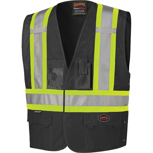 135 Veste de s&eacute;curit&eacute; avec c&ocirc;t&eacute;s r&eacute;glables, Noir, Grand/T-Grand, Polyester Nia-Chem Ltd.