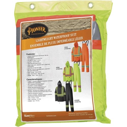 5599 Lightweight Waterproof Rain Suit, Polyester/PVC, X-Small, High Visibility Lime-Yellow Nia-Chem Ltd.