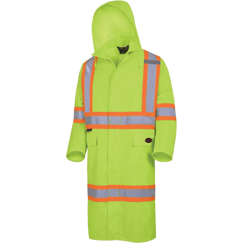 5631 The Rock 300D Waterproof Long Coat, Polyester, Small, High Visibility Lime-Yellow Nia-Chem Ltd.