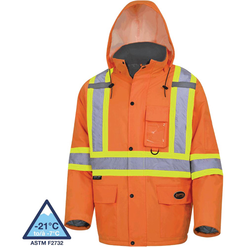 5030 Waterproof Quilted Safety Parka, High Visibility Orange, Small Nia-Chem Ltd.