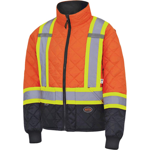 5015 Manteau matelass&eacute; pour cong&eacute;lateur, Polyester, Noir/Orange haute visibilit&eacute;, T-petit Nia-Chem Ltd.