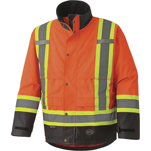 5400 300D Trilobal Ripstop Waterproof Safety Jacket, Polyester, Black/High Visibility Orange, 2X-Large Nia-Chem Ltd.