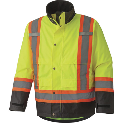 5401 Veste de s&eacute;curit&eacute; imperm&eacute;able 300D Trilobal antid&eacute;chirure, Polyester, Noir/Jaune lime haute visibilit&eacute;, T-petit Nia-Chem Ltd.