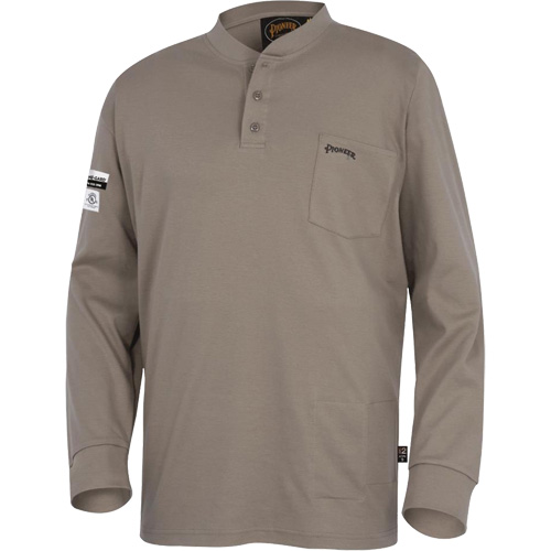 331 Chandail Henley en tricot interlock ignifuge, Petit, Beige Nia-Chem Ltd.