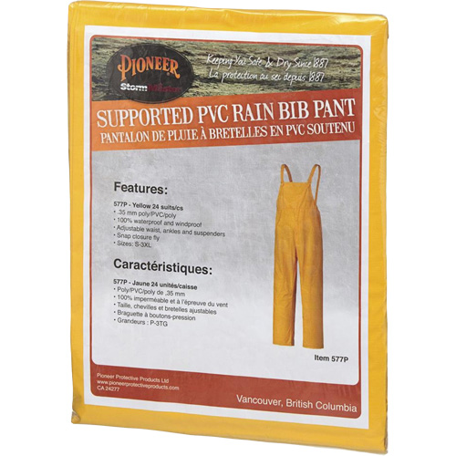 577P Storm Master&reg; Bib Pants, Small, Polyester/PVC, Yellow Nia-Chem Ltd.