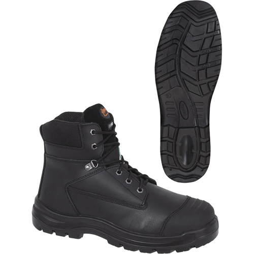 1025 Bottes de travail 6" noires, Cuir, Embout Acier, Taille 10 Nia-Chem Ltd.