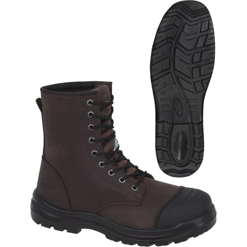 1028 Bottes de travail 8" marron, Cuir, Embout Acier, Taille 10 Nia-Chem Ltd.