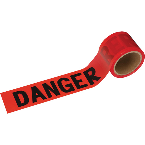 388 Danger Tape, Bilingual, 3" W x 200' L, 1.5 mils, Black on Red Nia-Chem Ltd.