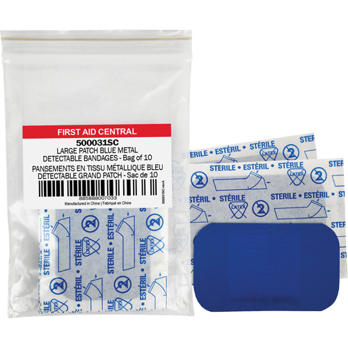 Blue Adhesive Bandages, Rectangular/Square, 3", Fabric Metal Detectable, Non-Sterile Nia-Chem Ltd.