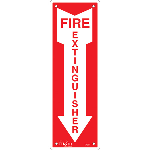"Fire Extinguisher" Sign, 12" x 4", Aluminum, English with Pictogram Nia-Chem Ltd.