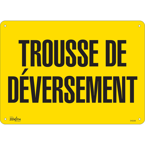 Enseigne  Trousse de d&eacute;versement , 10" x 14", Plastique, Français Nia-Chem Ltd.