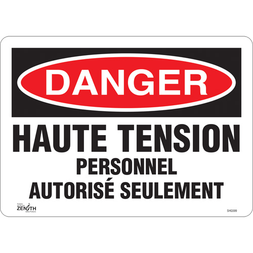 Enseigne  Haute tension , 10" x 14", Vinyle, Français Nia-Chem Ltd.