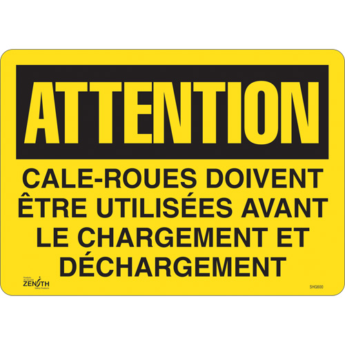 Enseigne  Cale-roues doivent &ecirc;tre utilis&eacute;es , 14" x 10", Vinyle, Français Nia-Chem Ltd.