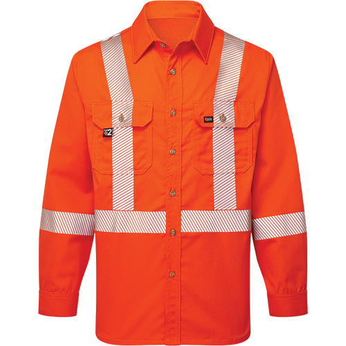 Ultrasoft&reg; Flame Resistant Deluxe Segmented Striped Work Shirt, 3X-Large (Tall), Orange Nia-Chem Ltd.