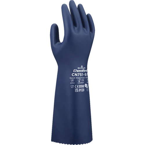 CN751 Chemical-Resistant Gloves, Size Small/7, 15" L, Nitrile, 18-mil Nia-Chem Ltd.