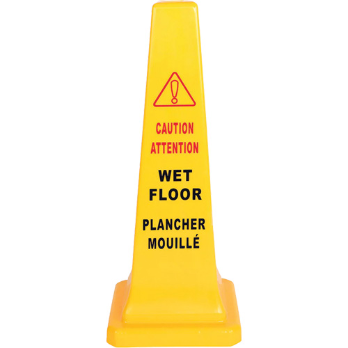 C&ocirc;ne d'avertissement de plancher mouill&eacute;, Bilingue avec pictogramme Nia-Chem Ltd.