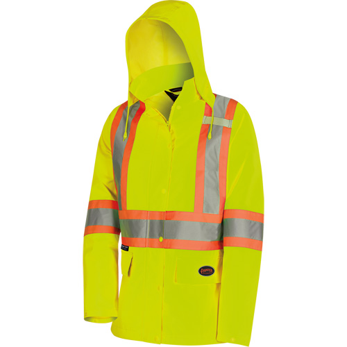 5628W The Rock Women's 300D  Quilted Safety Parka, Polyester/Polyurethane, High Visibility Lime-Yellow, X-Small Nia-Chem Ltd.