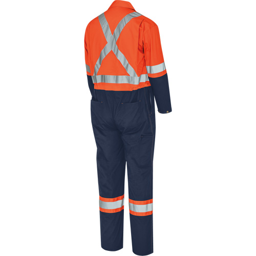 5514BB 2-Tone Safety Coveralls with Zipper Closure, 36, High Visibility Orange/Navy Blue Nia-Chem Ltd.