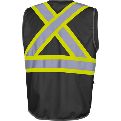 6959BK Tricot High-Visibility Safety Vest with Zipper Closure, Black, X-Small, Polyester Nia-Chem Ltd.
