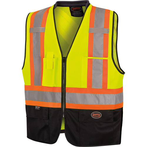 6895 High-Visibility Zip Front Bi-Colour Safety Vest, Black/High Visibility Lime-Yellow, 2X-Large/3X-Large, Polyester Nia-Chem Ltd.