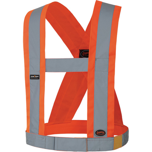 5491 Bretelles ajustables de s&eacute;curit&eacute; haute visibilit&eacute; de 4" de largeur, R&eacute;pond ou surpasse la norme CSA Z96 classe 2 - niveau 2, Orange haute visibilit&eacute;, Couleur r&eacute;fl&eacute;chissante Argent, Taille unique Nia-Chem Ltd.