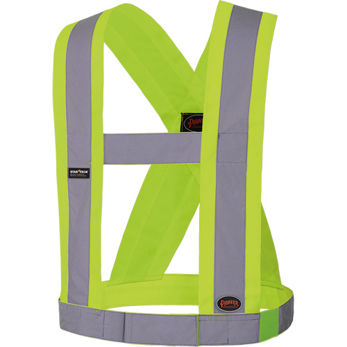 5493 Bretelles ajustables de s&eacute;curit&eacute; haute visibilit&eacute; de 4" de largeur, R&eacute;pond ou surpasse la norme CSA Z96 classe 2 - niveau 2, Jaune lime haute visibilit&eacute;, Couleur r&eacute;fl&eacute;chissante Argent, Taille uniq Nia-Chem Ltd.