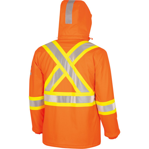 5884 Manteau imperm&eacute;able ignifuge et r&eacute;sistant aux arcs &eacute;lectriques avec capuchon Flash-Gard, Petit, Orange haute visibilit&eacute;, 51 cal/cm² Nia-Chem Ltd.