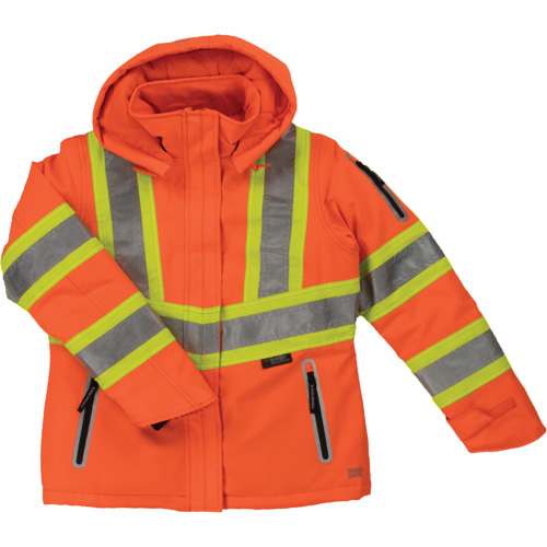 Manteau de s&eacute;curit&eacute; isolant et extensible pour femmes, Polyester, Orange haute visibilit&eacute;, T-Grand Nia-Chem Ltd.