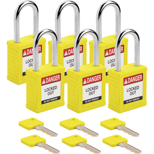 Velocity Lockout Padlocks, Yellow, Keyed Different, Nylon, 1-1/2" Width Nia-Chem Ltd.
