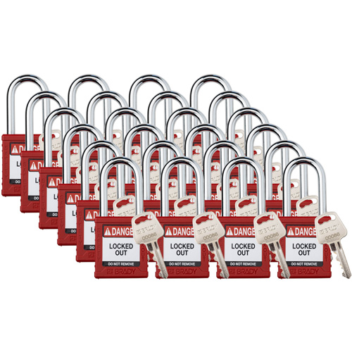 Velocity Lockout Padlocks, Red, Keyed Different, Nylon, 1-1/2" Width Nia-Chem Ltd.