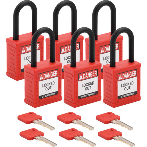 Cadenas de verrouillage Velocity, Rouge, Cl&eacute;s identiques, Nylon, Largeur de 1-1/2" Nia-Chem Ltd.